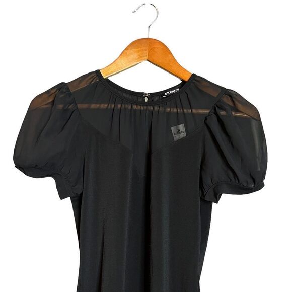 NWT! Express black short sleeve sheer detail shirt - Picture 2 of 9